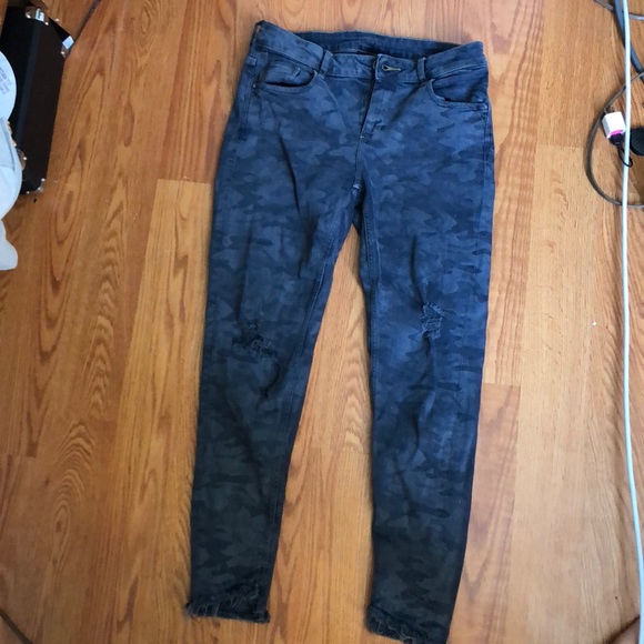 Dark Blue Zara Camo Jeans - Picture 1 of 4